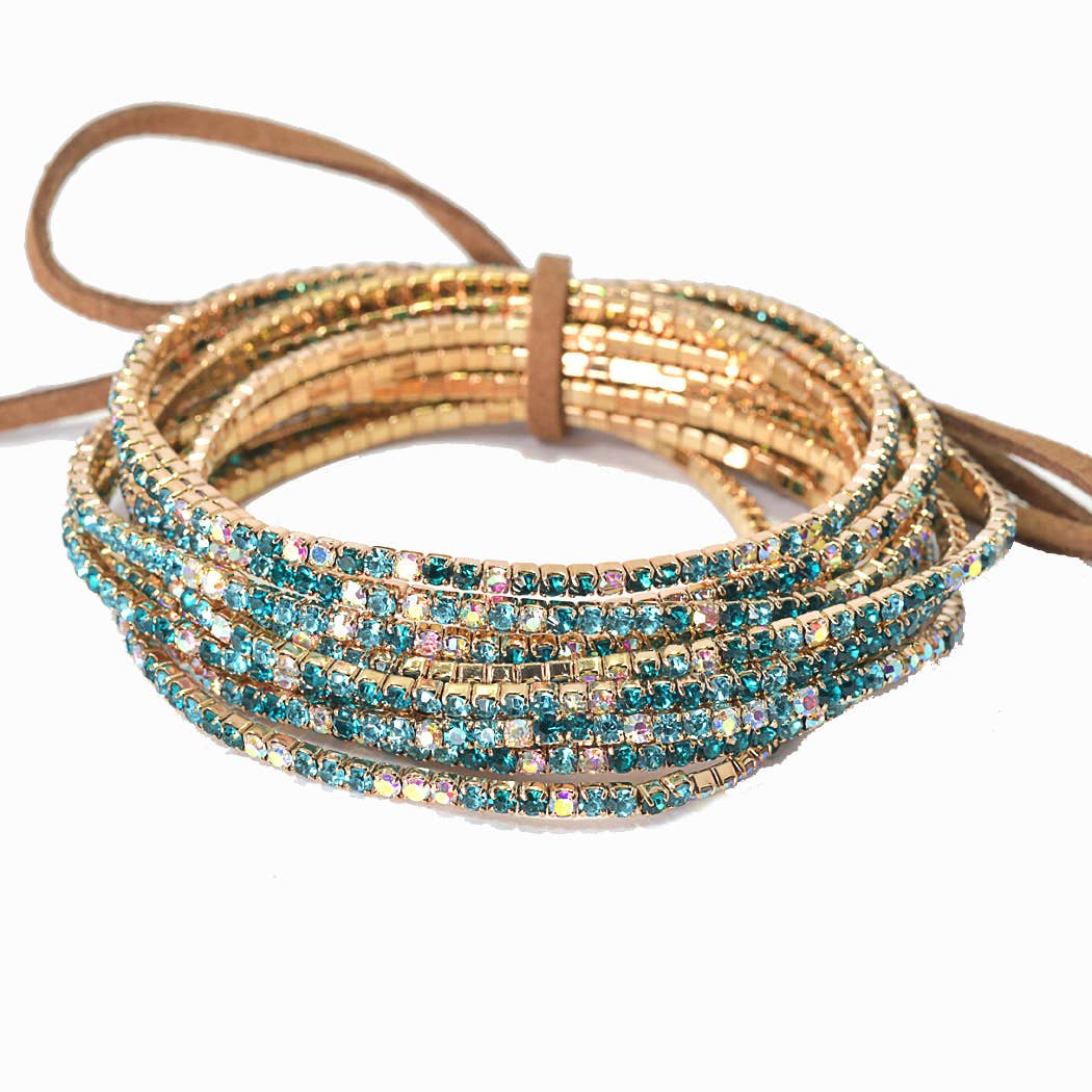 Pave rhinestone multi layered stretch bracelet set