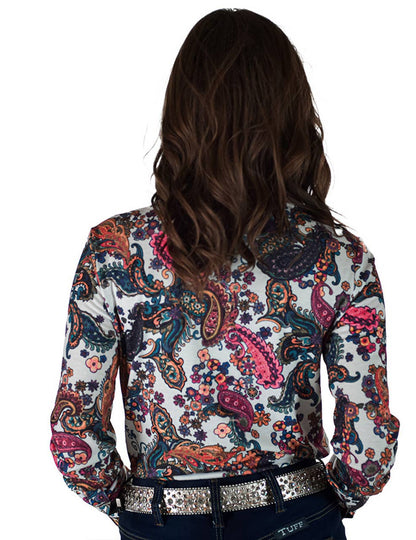 Pullover Button Up Colorful Paisley Stretch Jersey