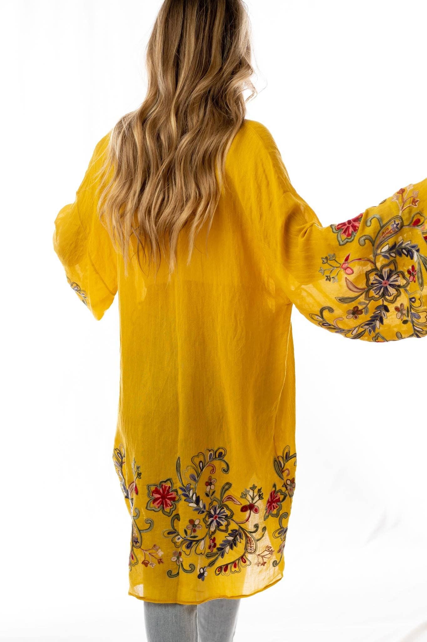 011 Fun In Florals Kimono - Mustard