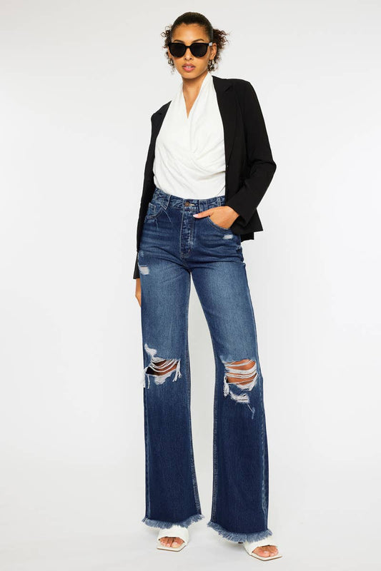 90’S ULTRA HIGH RISE FRAY HEM FLARE