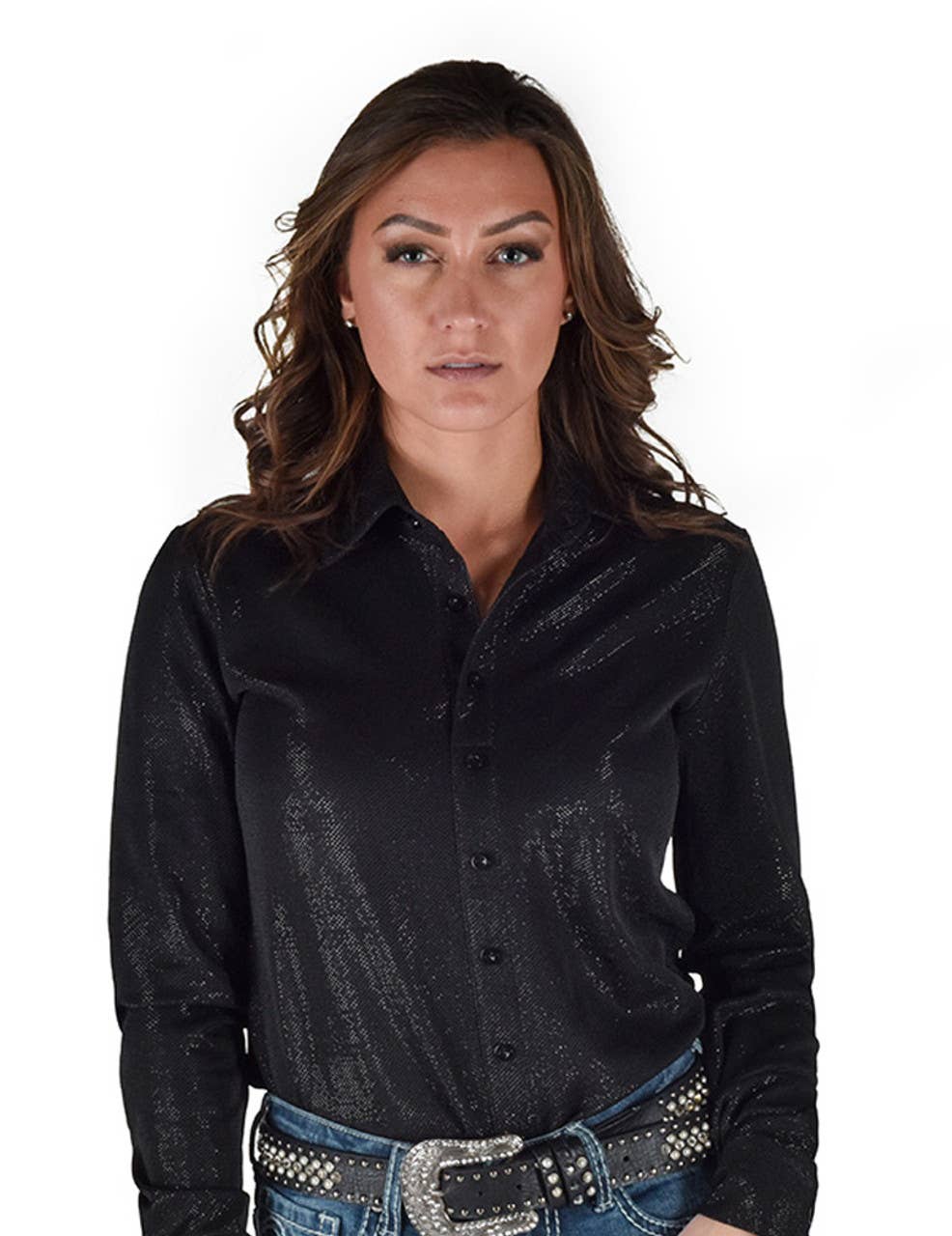 Pullover Button Up (Black Shimmer Mid-weight Stretch Jersey)
