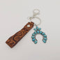 Leather Western Style Turquoise Pendant Keychains  - WJ