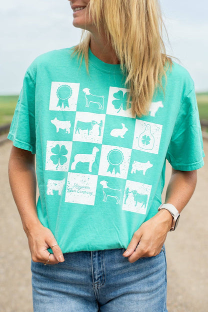 Summer Fair Week Checkers Green Graphic Tee
