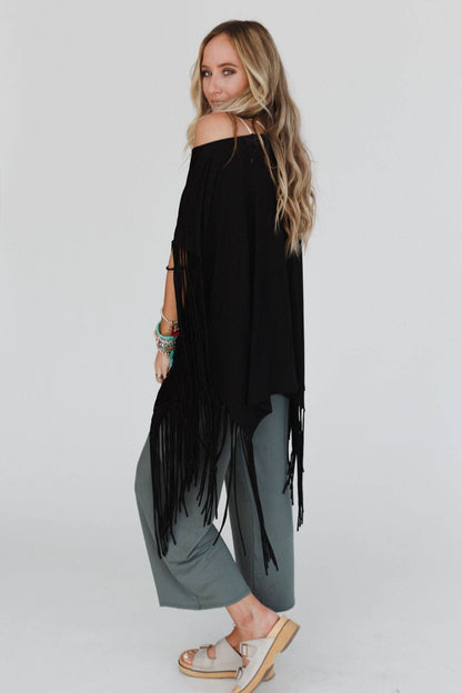 Showstopper Fringe Top - Black