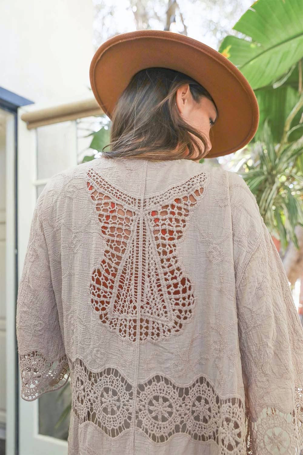 **Crochet Open Patch Longline Kimono
