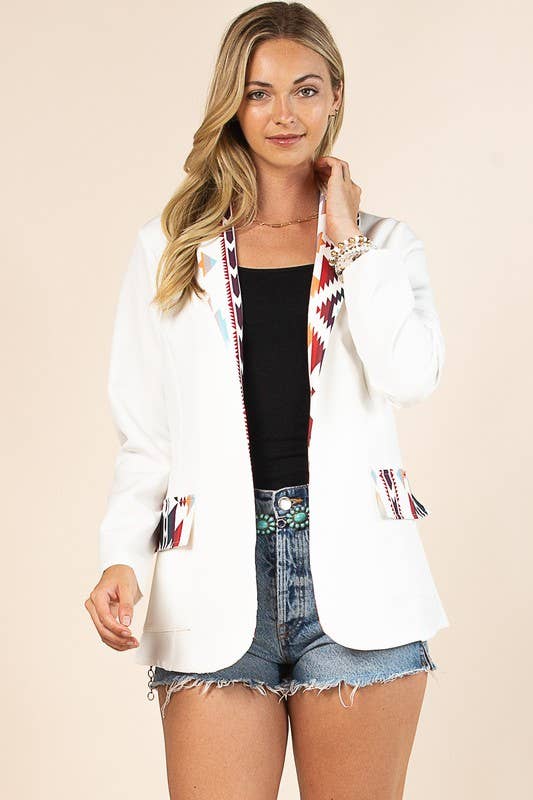 ALICE AZTEC PRINT CONTRAST BLAZER