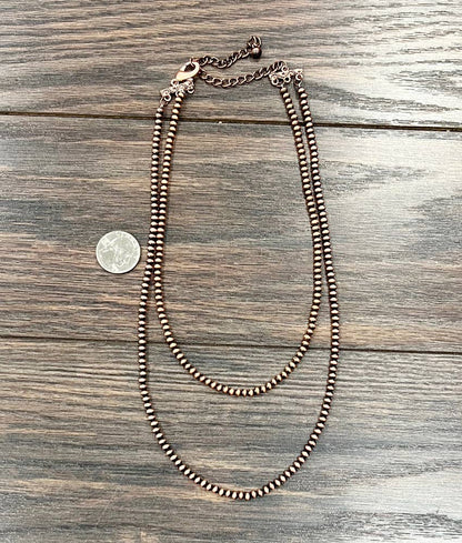 20" 2-strand 4mm Copper Navajo Bead Necklace