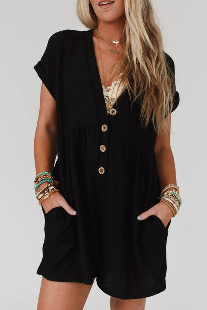 008 Sage and Wildflowers Romper - Black