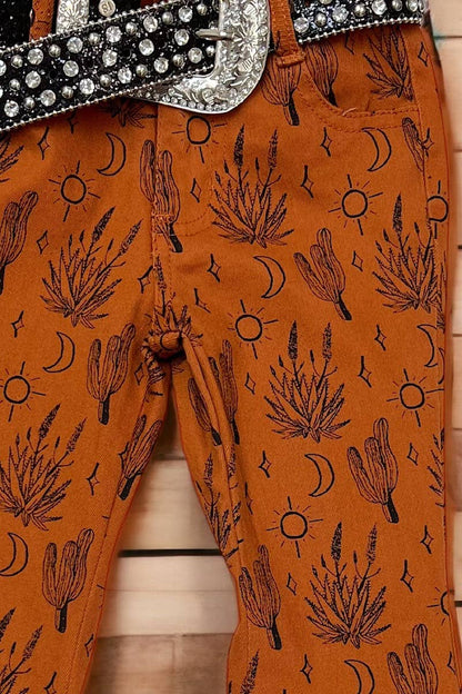 SUNSET COUNTRY PRINTED BOOTCUT DENIM PANTS