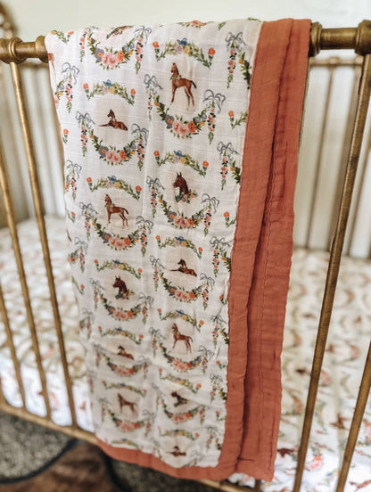 Painted Foal Bamboo Muslin Baby Blanket 