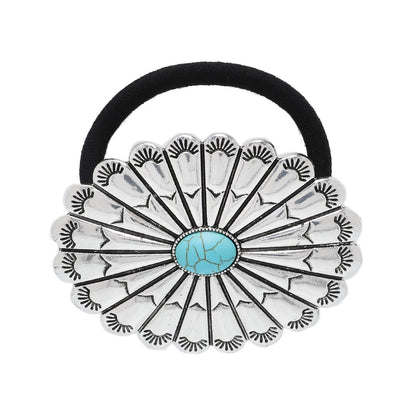 Western Turquoise Concho Decorative Hair Tie