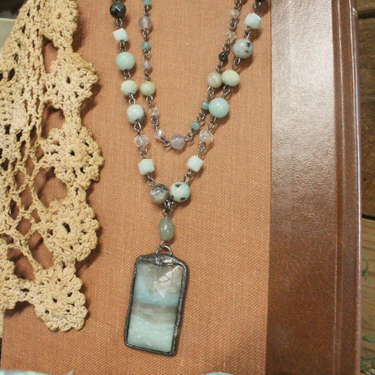 Just Beads Layered Mint Necklace