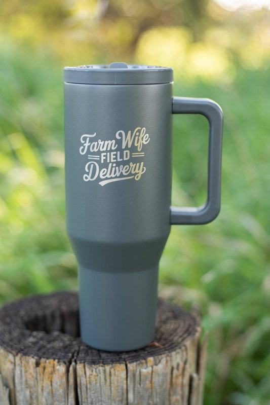 'Farm Wife Field Delivery' Water Tank Tumbler - Charcoal