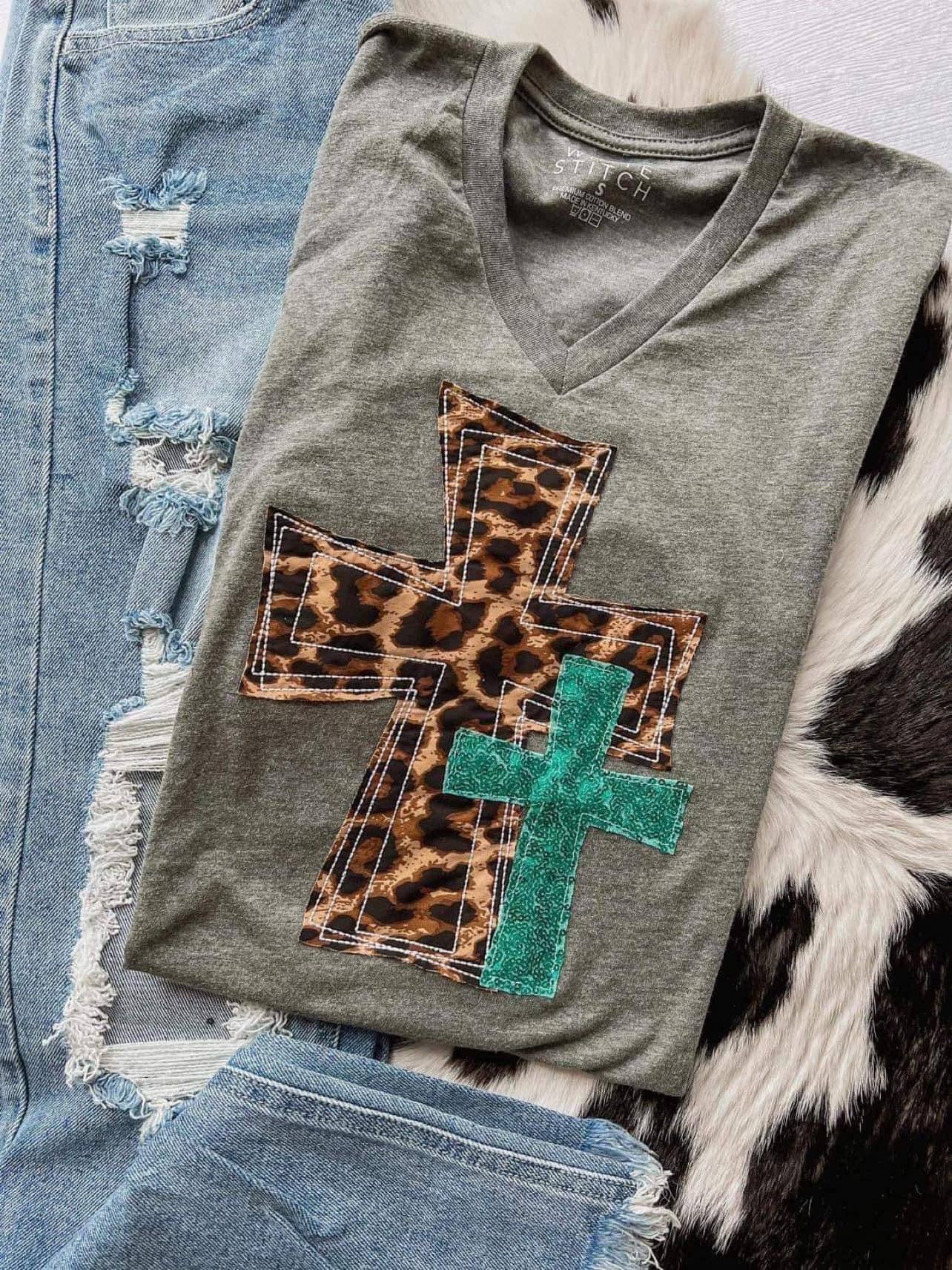 Cross Animal Print | Handmade Tee