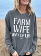 45 Western 'Farm Wife Way of Life' Black Graphic Crew