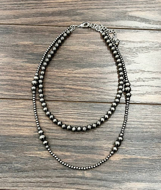 22" 2-strand Polish Navajo Bead Necklace