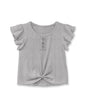 Girl's Ribbed Fashion Top w/ Front Knot Ruffle Sleeve