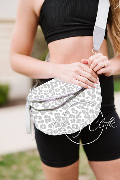 Farah Fanny Pack Shoulder Sling Bag - Grey Leopard