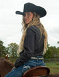 Pullover Button-Up Ultra Breathe Denim with Crystals