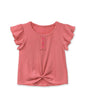 Girl's Ribbed Fashion Top w/ Front Knot Ruffle Sleeve