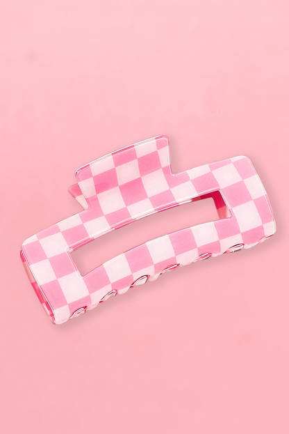 Checkered Print Hollow Out Hair Clip