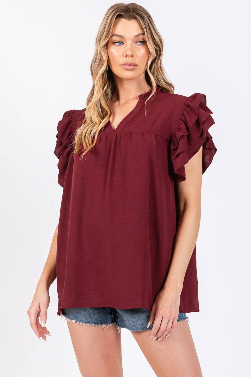 AIRFLOW RUFFLE SLEEVE BLOUSE