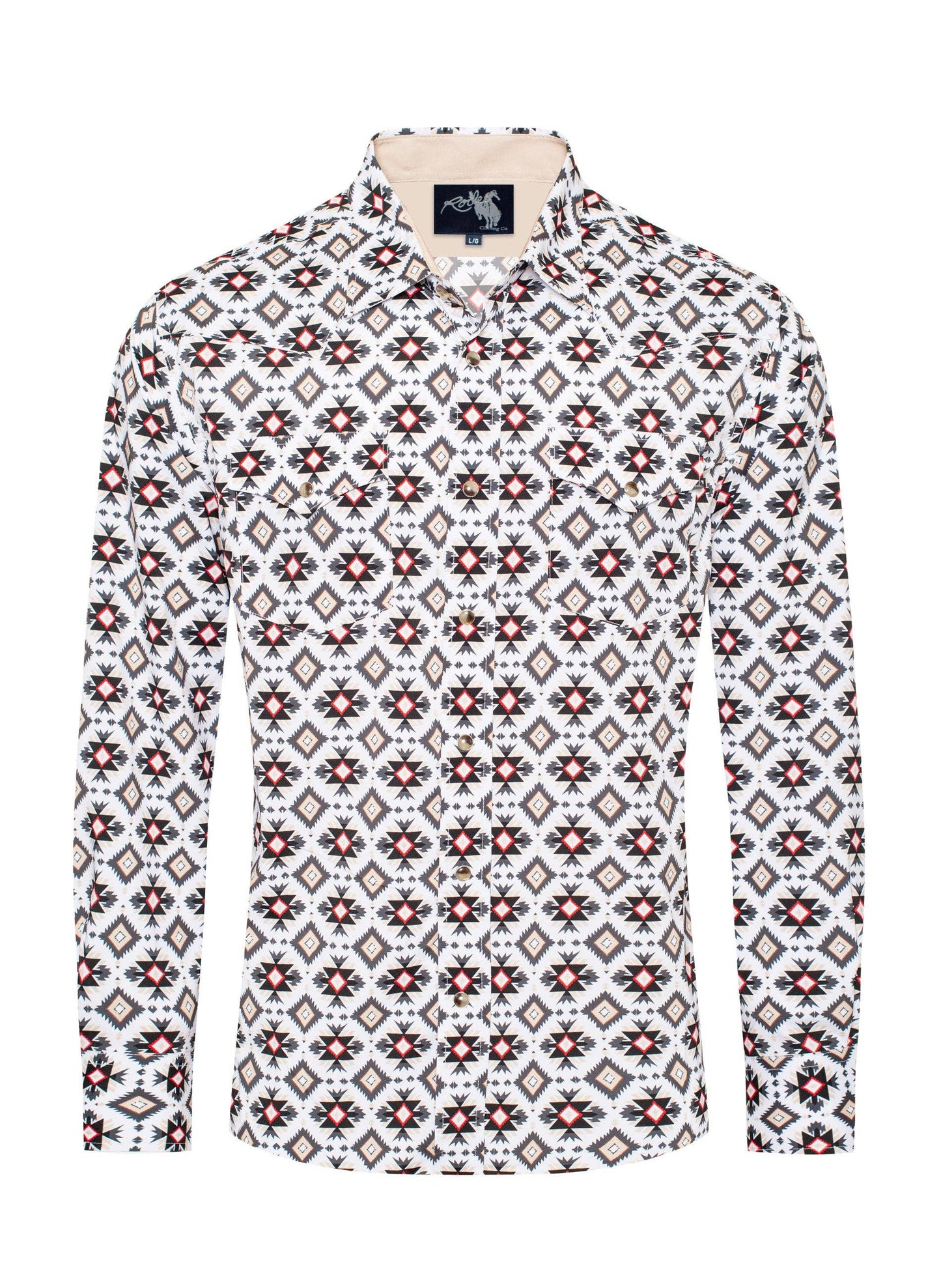 Men's Western Pearl Snap Aztec Print Shirt