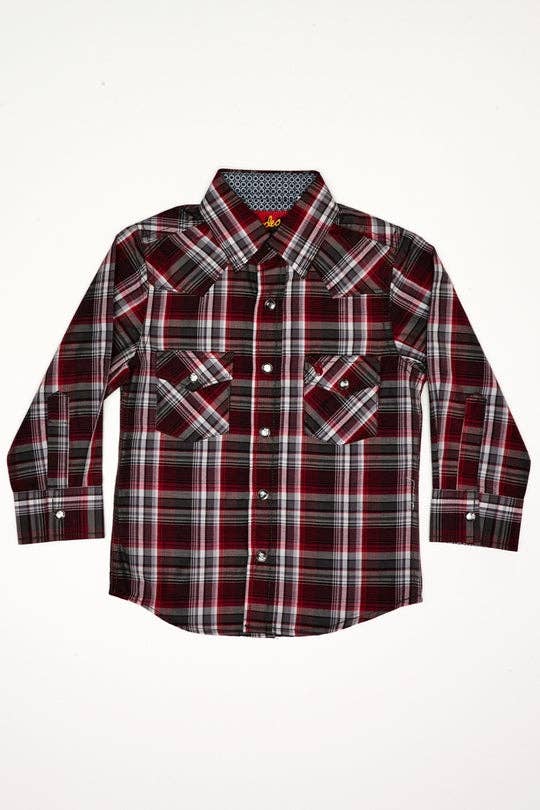 Boys' Western Plaid Long Sleeve Snap Shirts PS400k