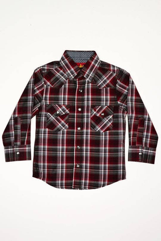 Boys' Western Plaid Long Sleeve Snap Shirts PS400k