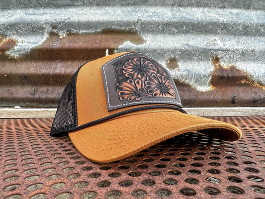 Hand tooled Floral Cap Cowgirl Rodeo Western Cowboy