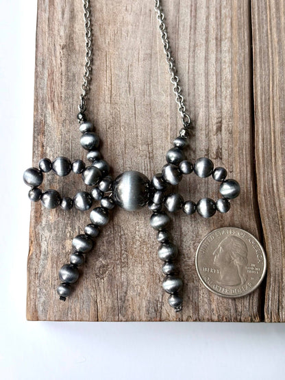 Western Navajo Pearl Bead Coquette Bow Chain Necklace