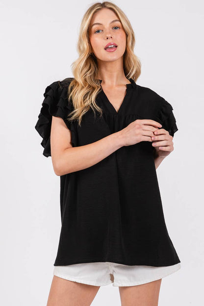 AIRFLOW RUFFLE SLEEVE BLOUSE