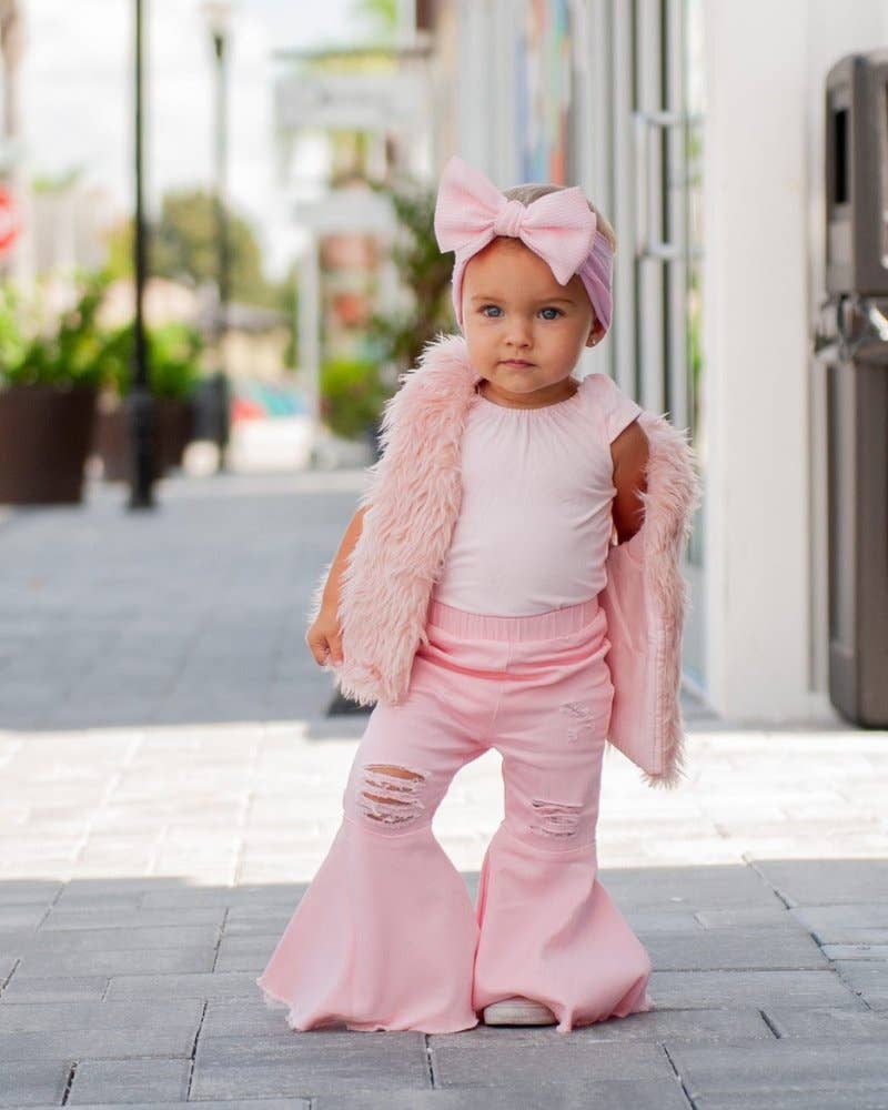 Barbie Denim Bell Bottoms - Distressed Pink
