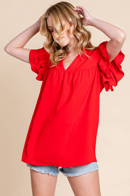 AIRFLOW RUFFLE SLEEVE BLOUSE