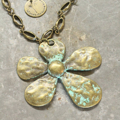 Three Wishes Stone Layered Flower Pendant Necklace