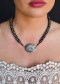 16" Faux Navajo Pearl Disc Necklace With Concho Accent